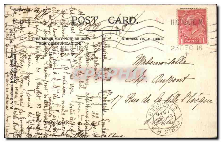 Grande Bretagne Great Britain CPA Southwood Hall Highgate N Hosue girls' gardens (tennis) — Rückseite