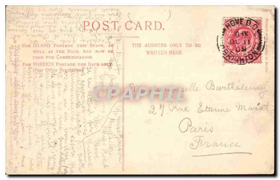 Grande Bretagne Great Britain CPA Front schoolroom Kingsclere Hove — Rückseite