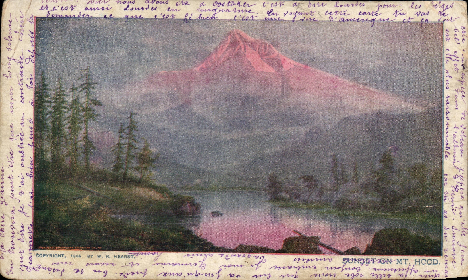Grande Bretagne Great Britain CPA Sunset on Mount Hood