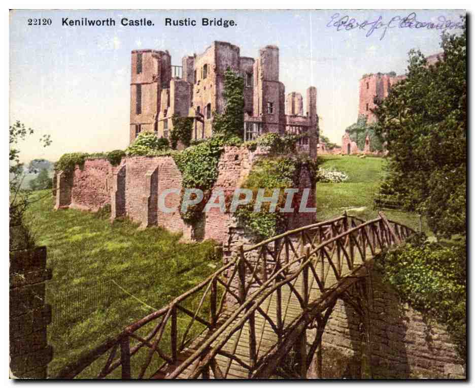 Grande Bretagne Great BRitain CPA Kenilworth castle Rustic bridge