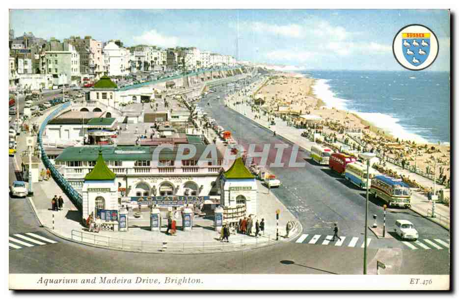 Aquarium and Madeira Drive, Brighton — Sussex — Éditeur Elgate Postcards, n° ET.476