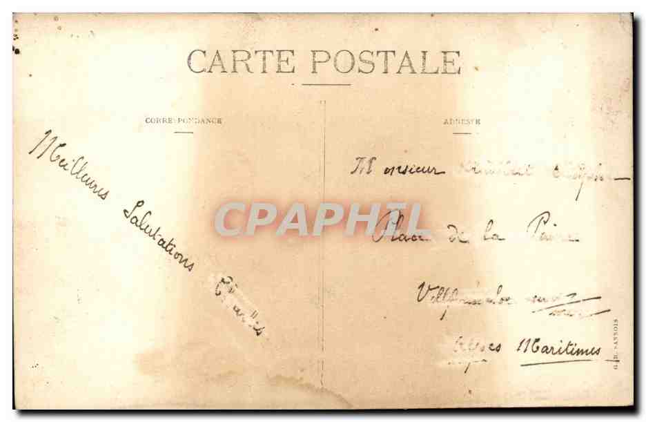 CARTE PHOTO FAmille a Vichy en 1906 pour Villefranche sur Mer — Verso