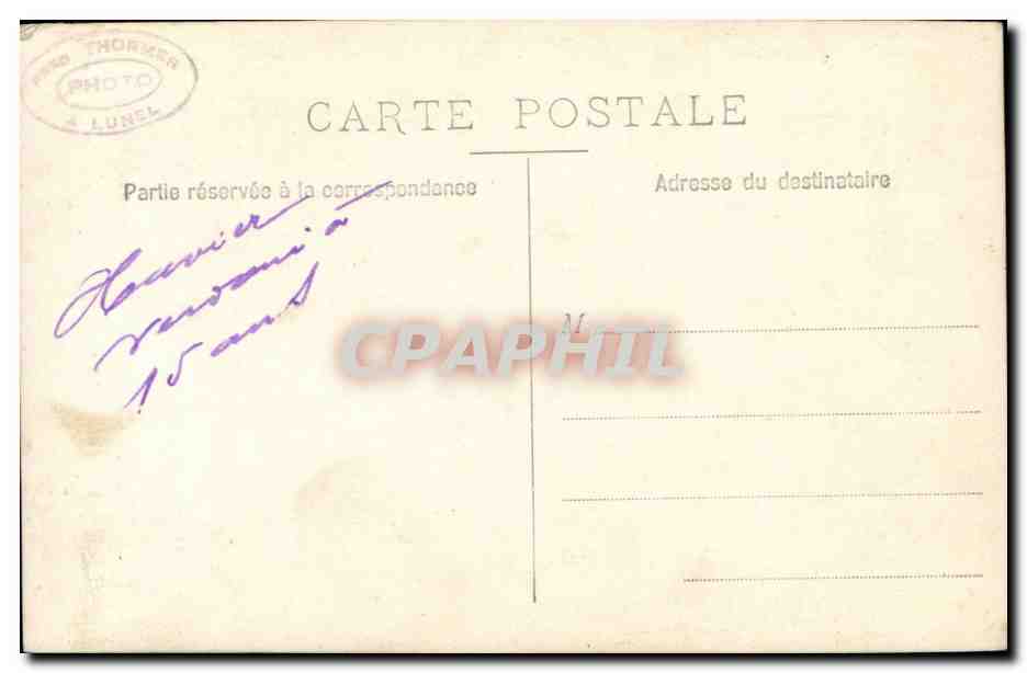 CARTE PHOTO Jeune homme a Lunel — Back