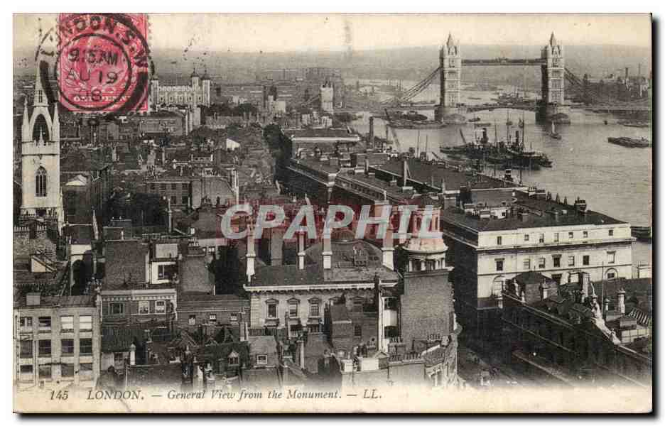 Angleterre - England - London - Londres - General View from the Monument - CPA 
