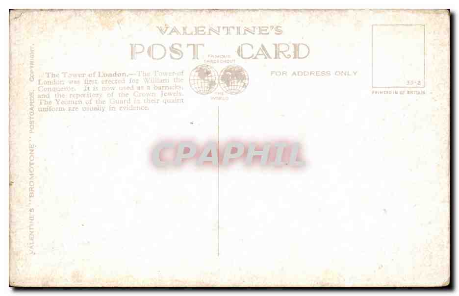 Angleterre - England - London - Londres - Tower of London - CPA  — Verso