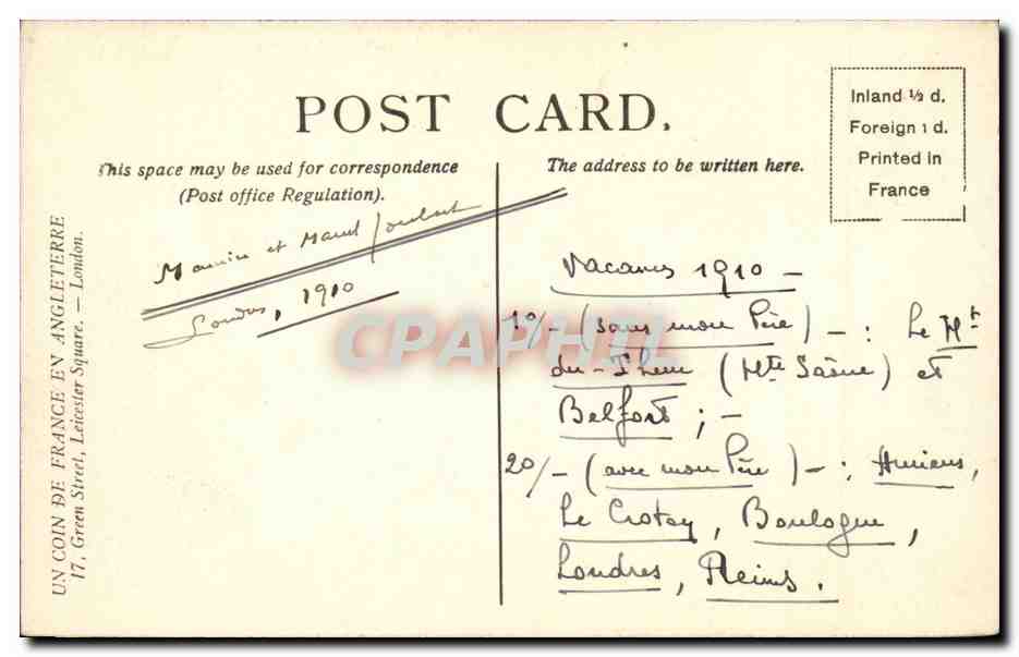 Angleterre - England - London - Londres - The Imperial Institute - CPA  — Back
