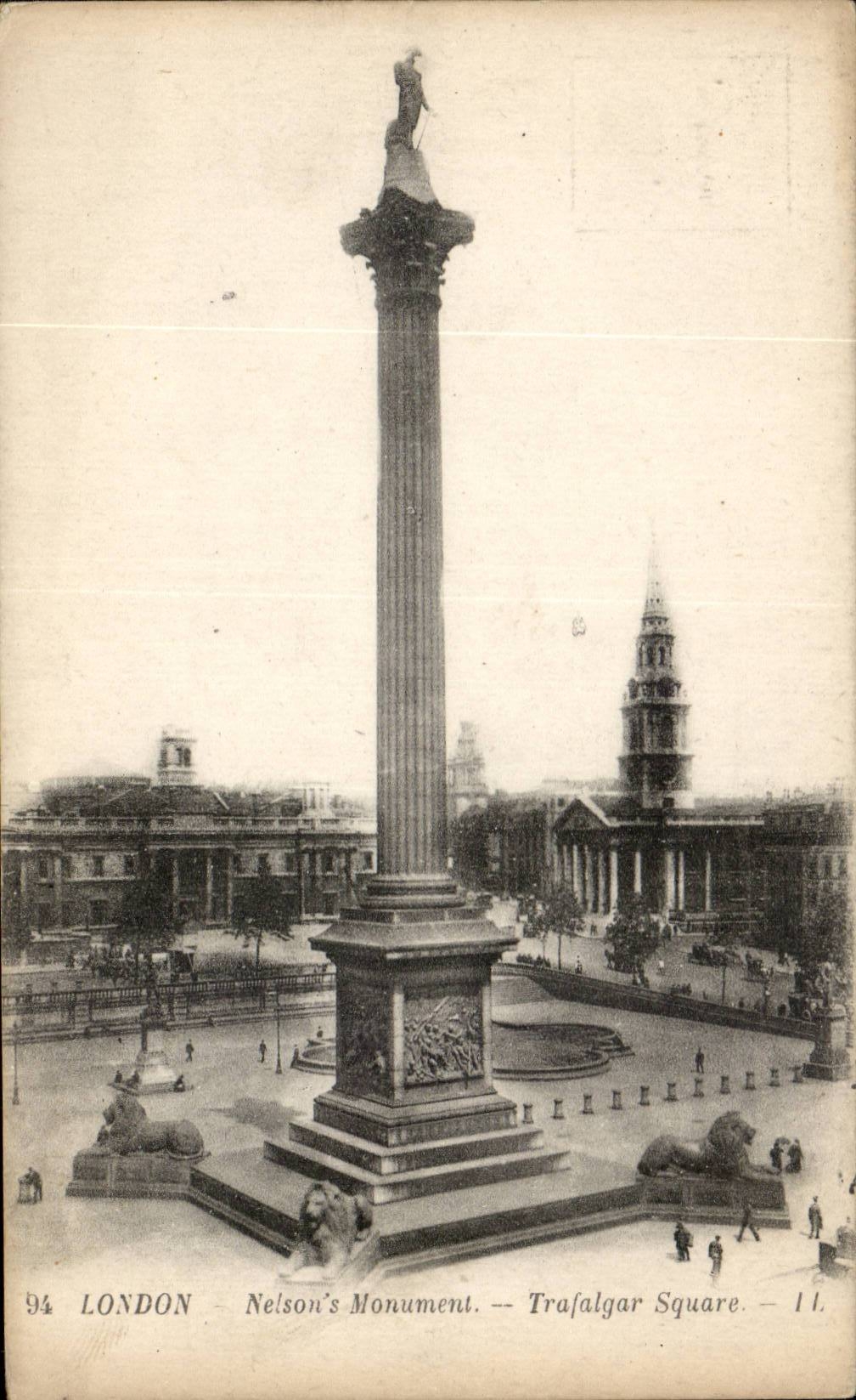 Angleterre - England - London - Londres - Nelson's Monument - Trafalger Square - CPA 