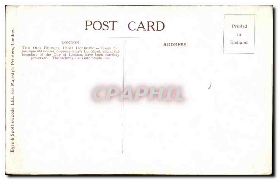 Angleterre - England - London - Londres - The Old Houses High Holborn - Gray's Inn Road - ane - donkey - CPA  — Rückseite