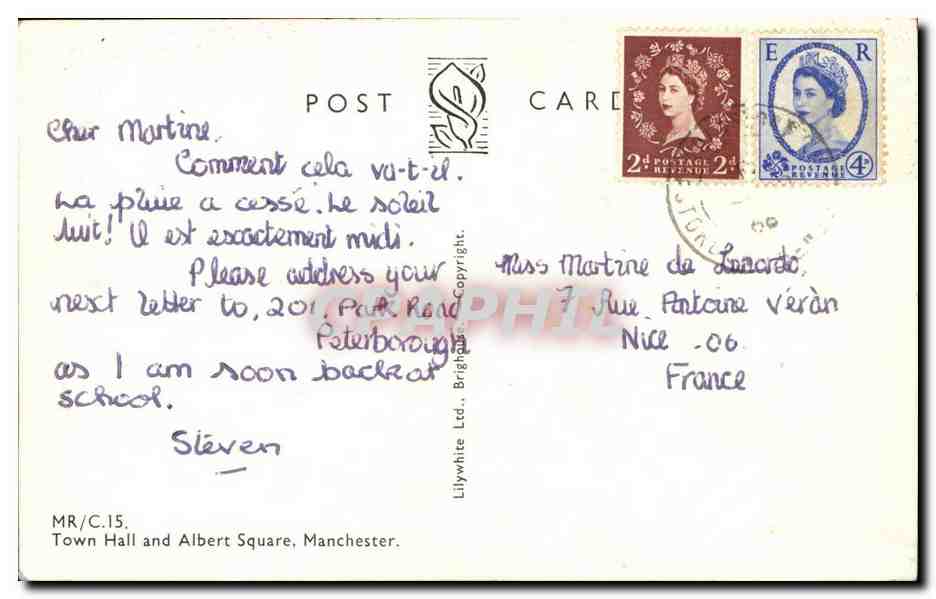 Angleterre - England - London - Londres Town Hall and Albert Square - Manchester - Steven - Martine - CPA  — Rückseite