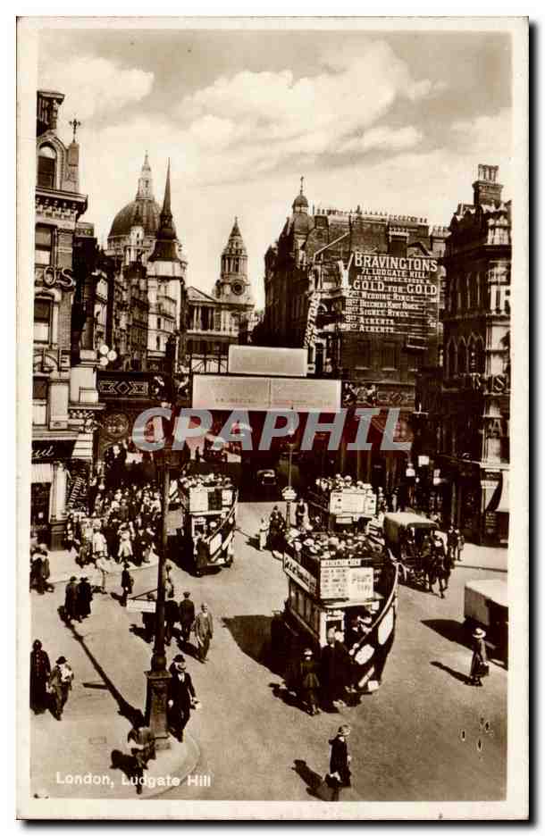 Angleterre - England - London - Ludgate Hill - Bravingtons - image bustling with activity - CPA 