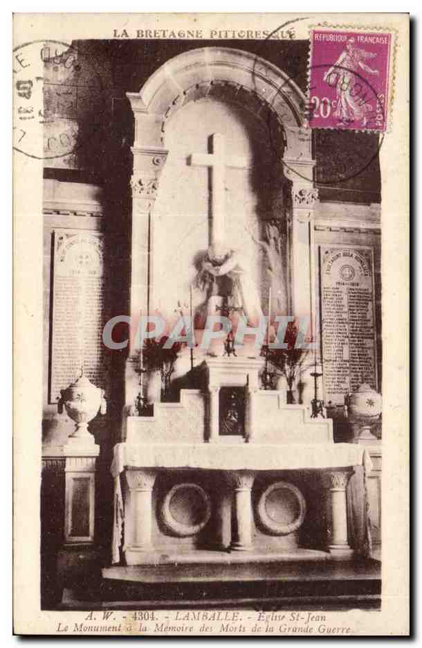 Lamballe CPA Eglise St Jean Le monument a la memoire des morts de la grande guerre