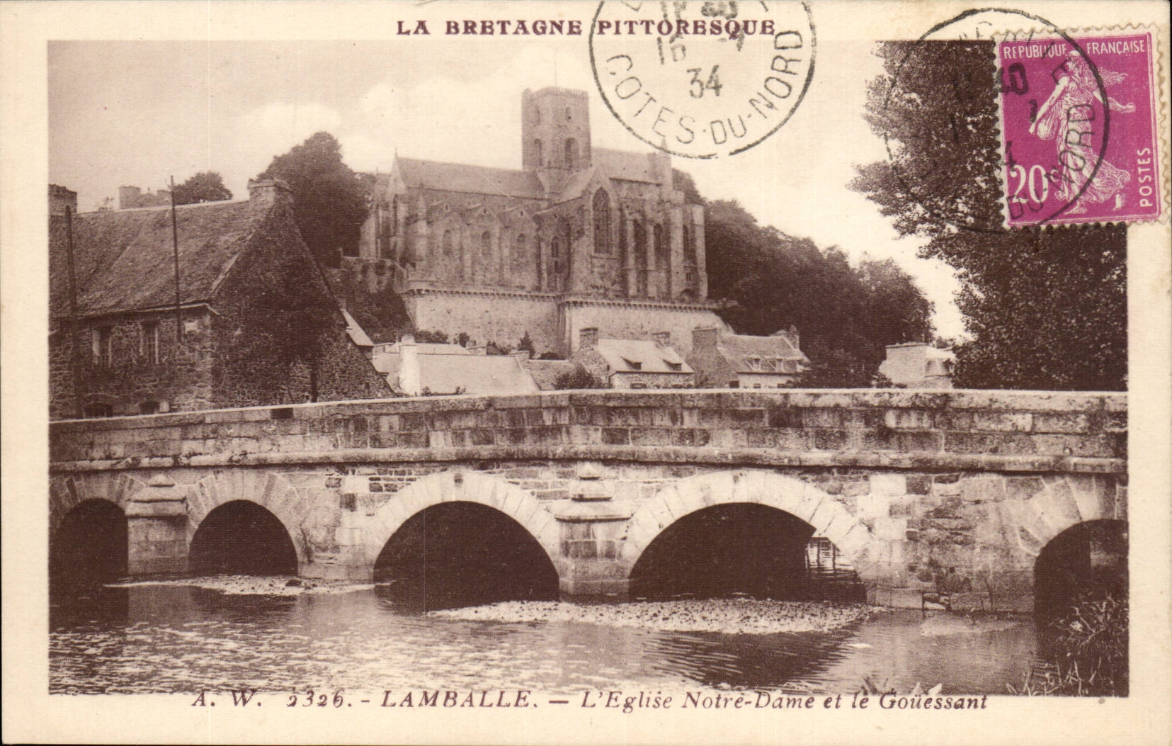 Lamballe CPA L'eglise Notre Dame et le Gouessant