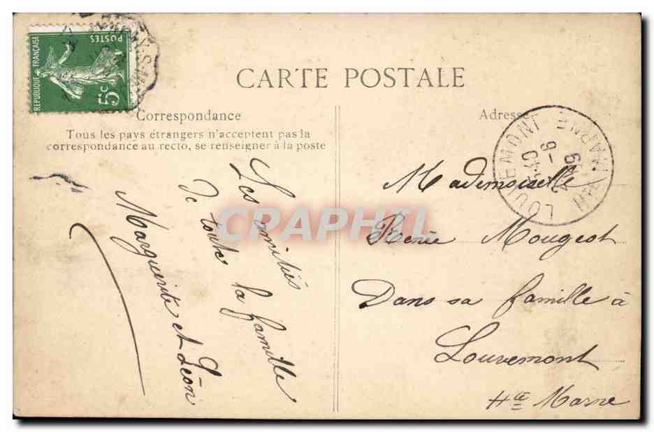CPA Fantaisie Les timbres et leur langage Semeuse philatelie stamp — Rückseite