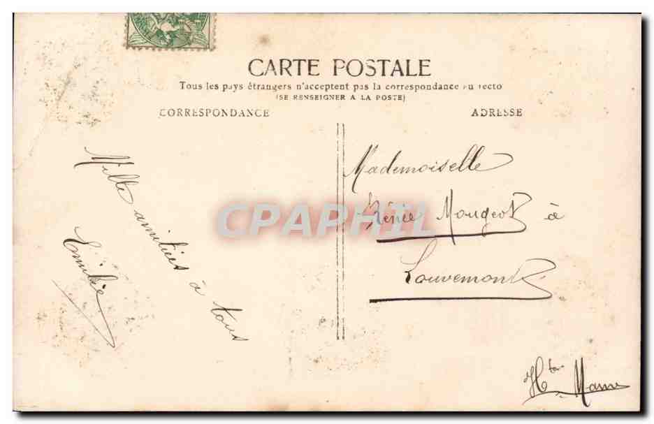 CPA Fantaisie Femme Le langage du nouveau timbre Semeuse — Rückseite