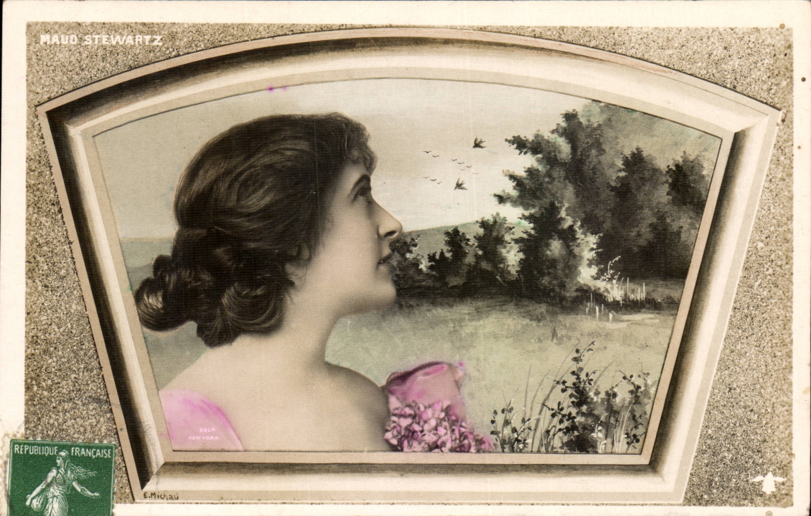 Maud Stewartz — Portrait de femme en paysage — E. Michau, Paris