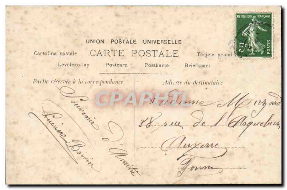 Whitney — Portrait de femme en robe brodée — Reutlinger, n° 1177 — Verso
