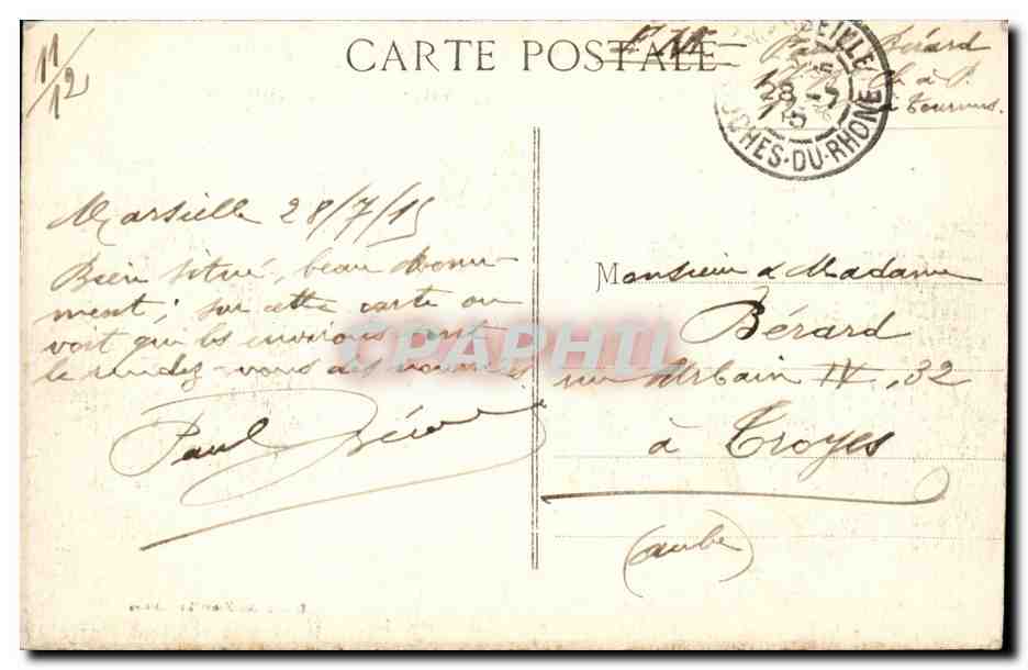 Marsella — El Palacio de Justicia (Cours Grégoire-Puguet) — Edición de las Nuevas Galerías — Reverso