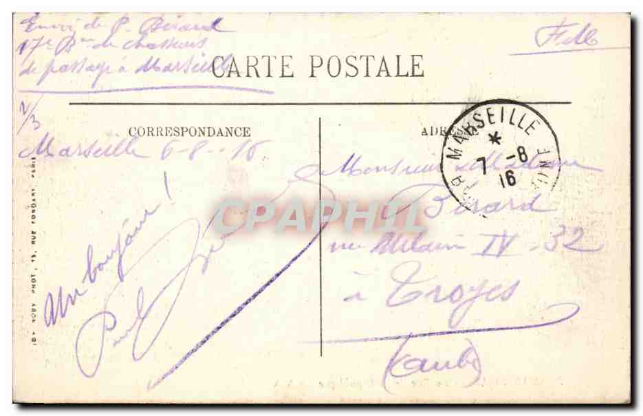 Marseille CPA La rue de la Republique — Rückseite
