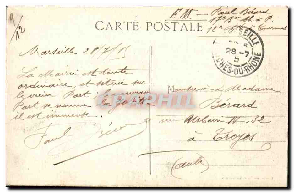 Marseille - La Mairie — Vue du Port — Éditeur Veuve Port — Reverso