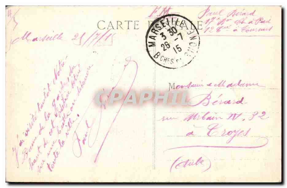 Marseille CPA Notre DAme de la Garde — Rückseite