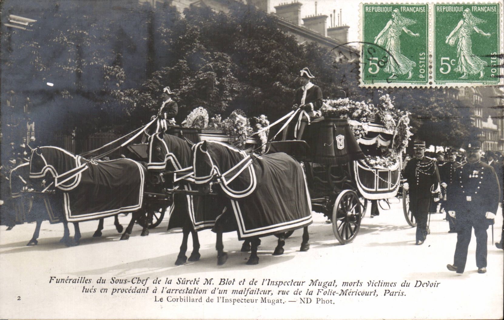 Funérailles du Sous-Chef de la Sûreté M. Blot et de l'Inspecteur Mugat — ND Phot.