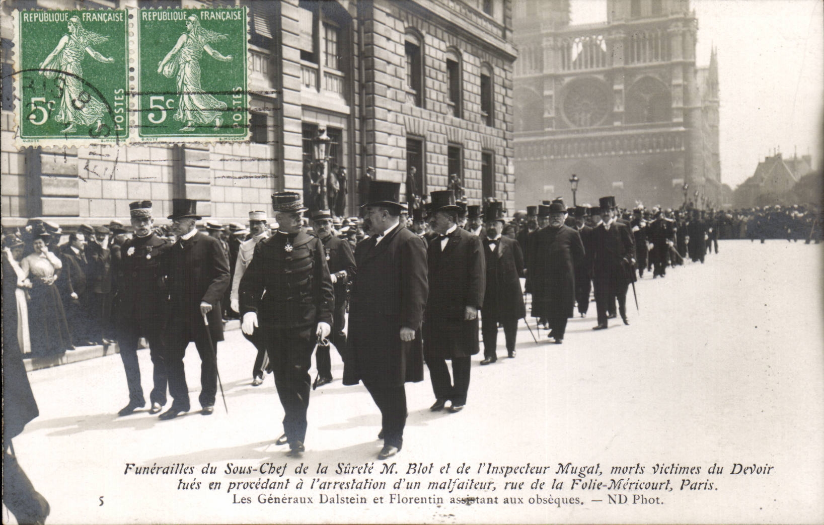 Funérailles du Sous-Chef de la Sûreté M. Blot et de l'Inspecteur Mugat — ND Phot.