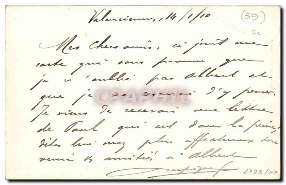 Lycée de Valenciennes — Zeichnenklasse — Imp. Delkart, Valenciennes, n° 3978 — Rückseite