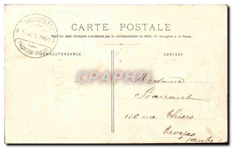 Thaon-les-Vosges — Madame Delait en excursion — Phototypie Douvillier & Ennes, Épinal — Verso
