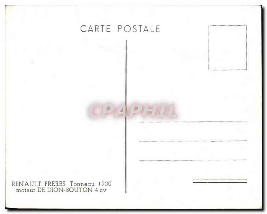 CPM Collection Freres Tonneau 1900 moteur de Dion Bouton (Puteaux) (car automobile) — Rückseite