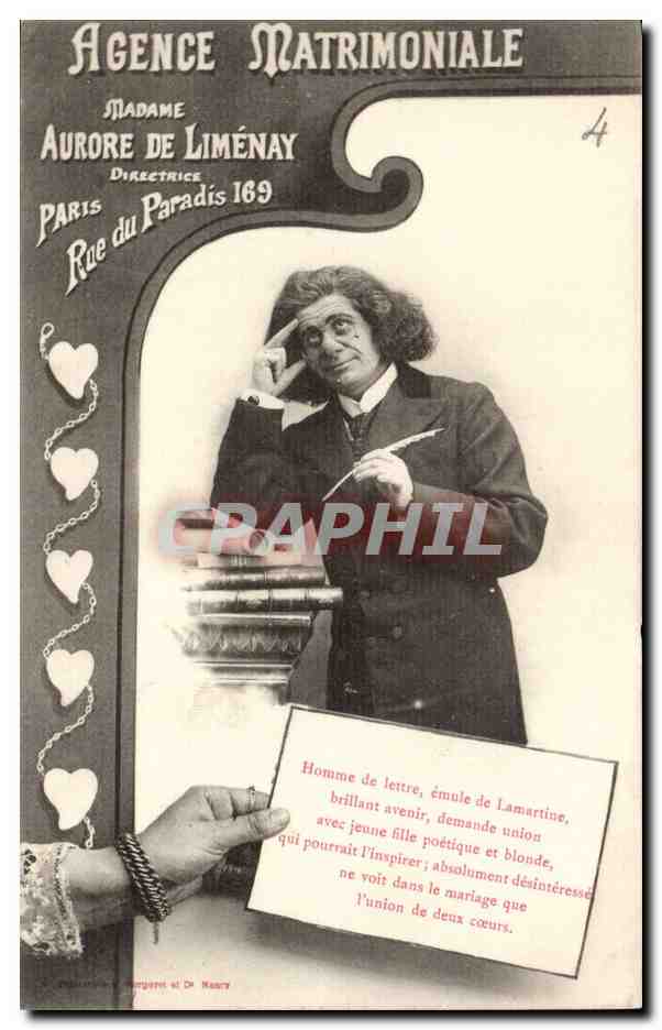 CPA Agence matrimoniale Mme Aurore de Limenay Rue du Paradis 169 TOP (cartomancie voyance voyant cartes chance) TOP
