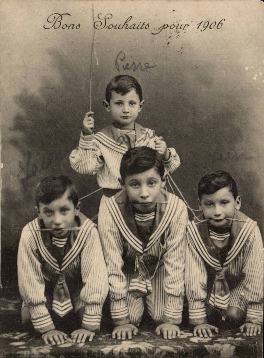 Vier Jungen in Seemannsuniform — Gute Wünsche für 1906 — unbekannter Verleger