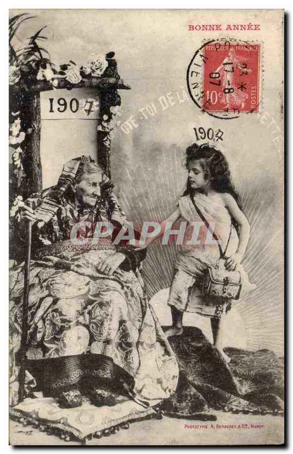 Mujer mayor y niño — 1904 — Phototype A. Berberet & Cie, Nandy
