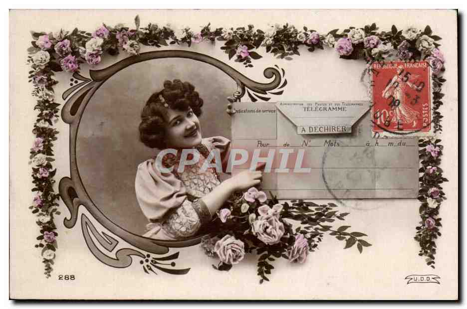 Giovane donna sorridente — cartolina telegramma — U.D.O. n°288