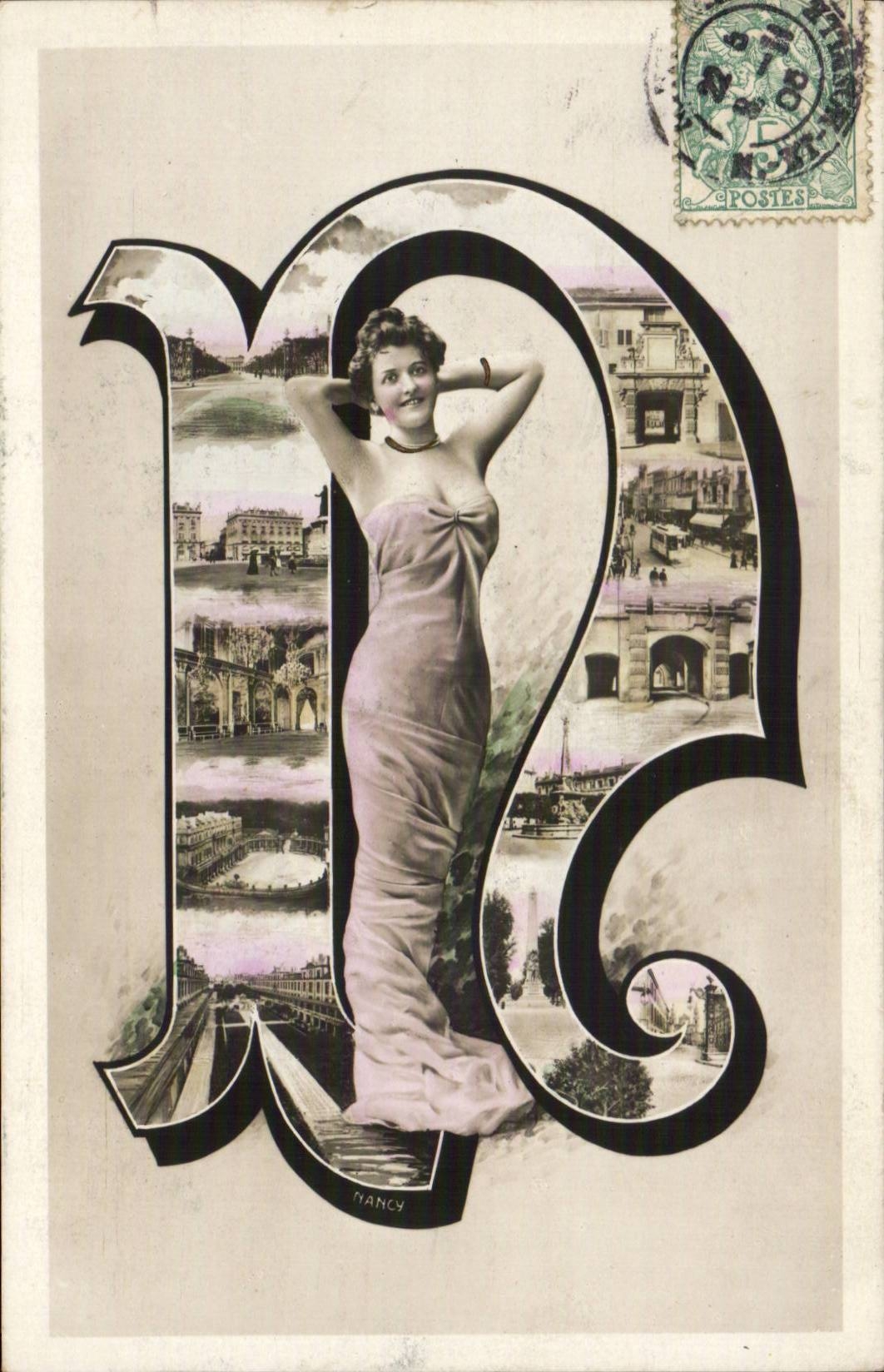 Nancy — femme dans une lettre stylisée — éditeur inconnu