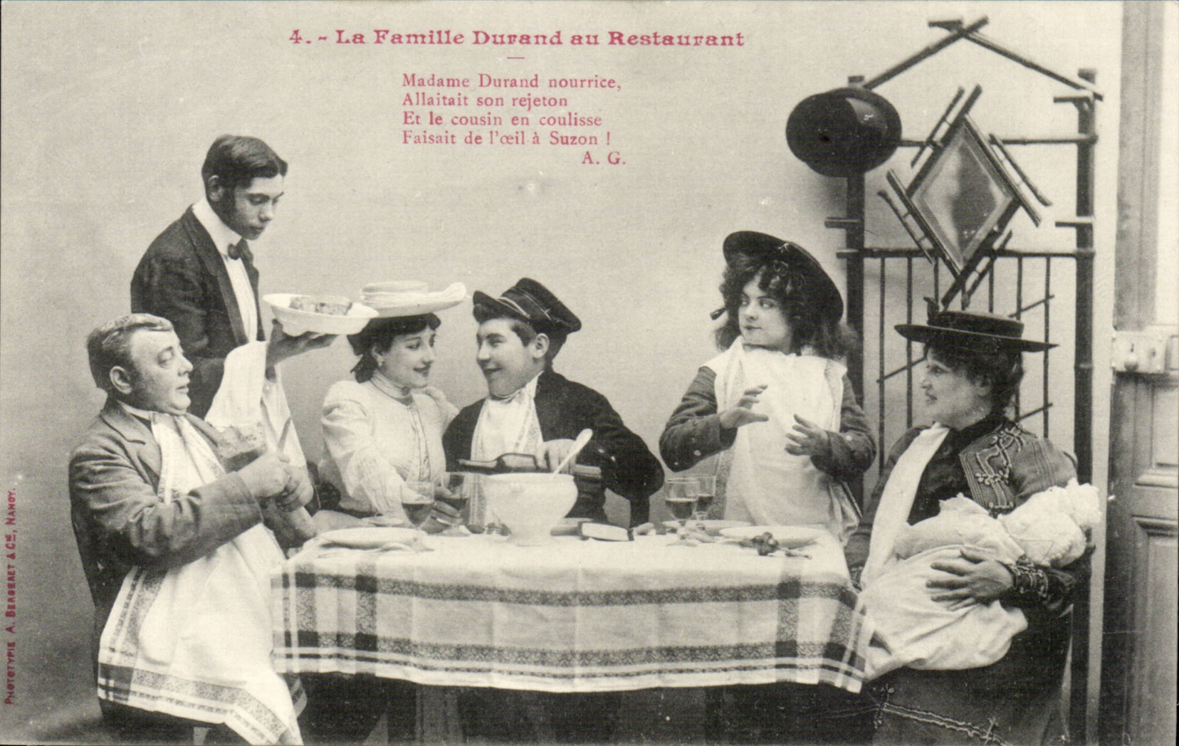 La Famille Durand au Restaurant — scène humoristique — A. Bessat & Cie, NANCY, n°4