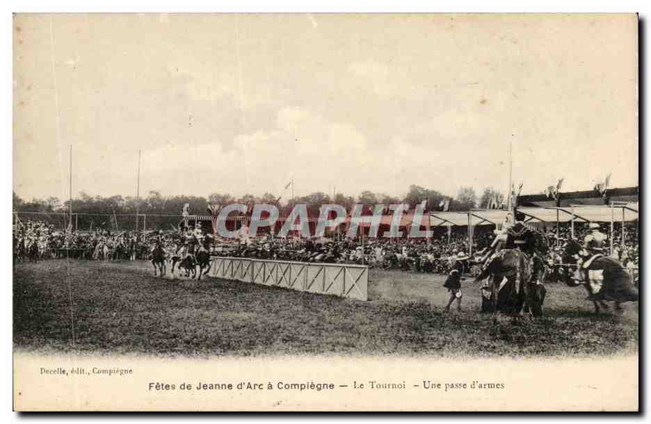 Fêtes de Jeanne d'Arc à Compiègne — Le Tournoi — Une passe d'armes — Decelle, édit., Compiègne