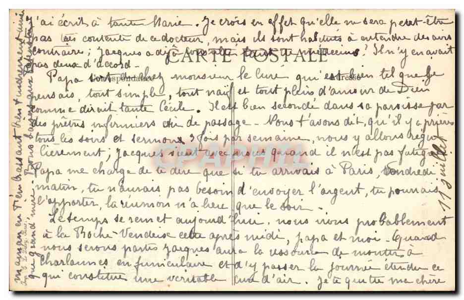 CPA Folklore Costumes Types d'Auvergne Un ancien TOP — Verso