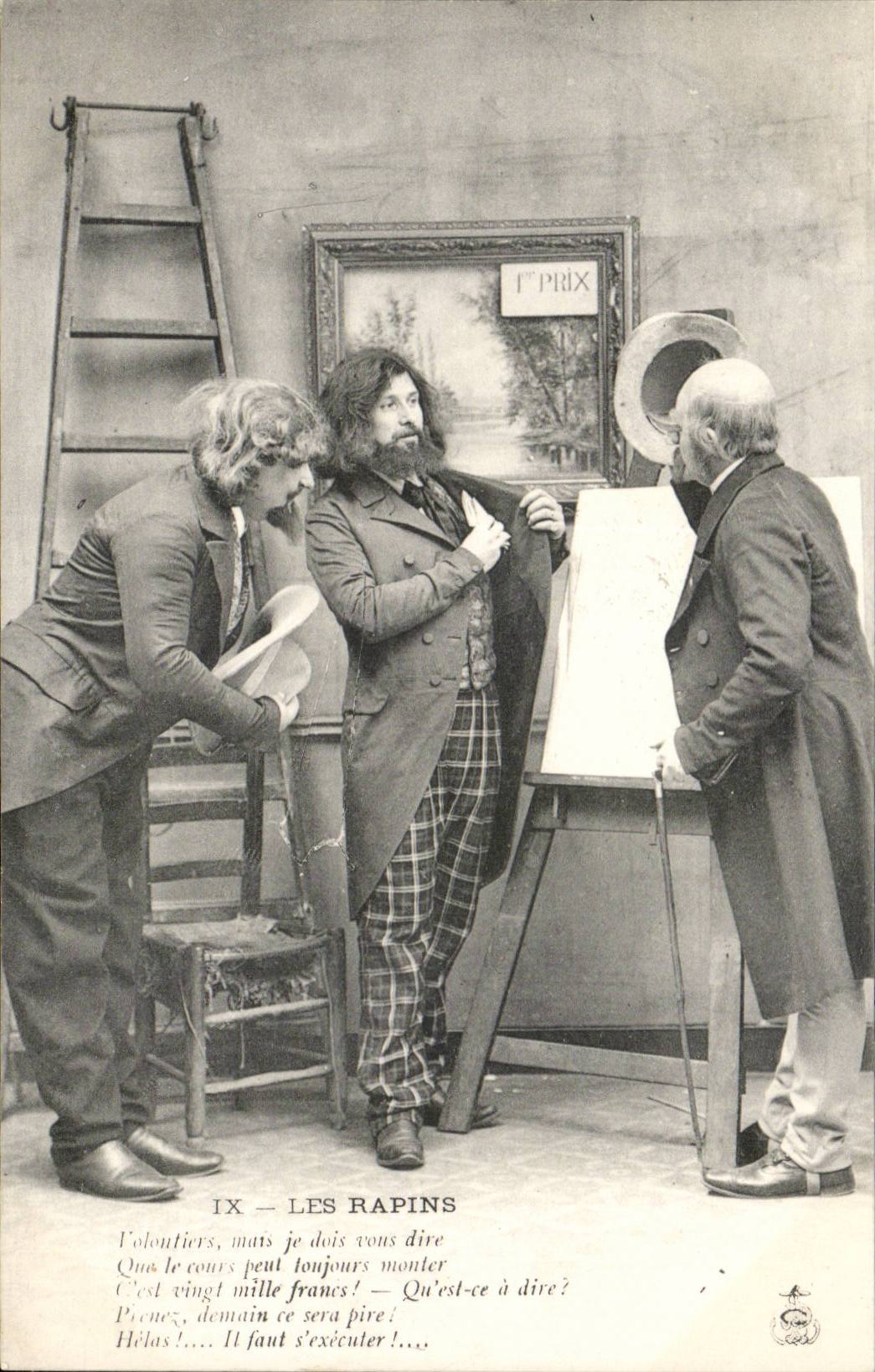CPA Les rapins Humour Artistes