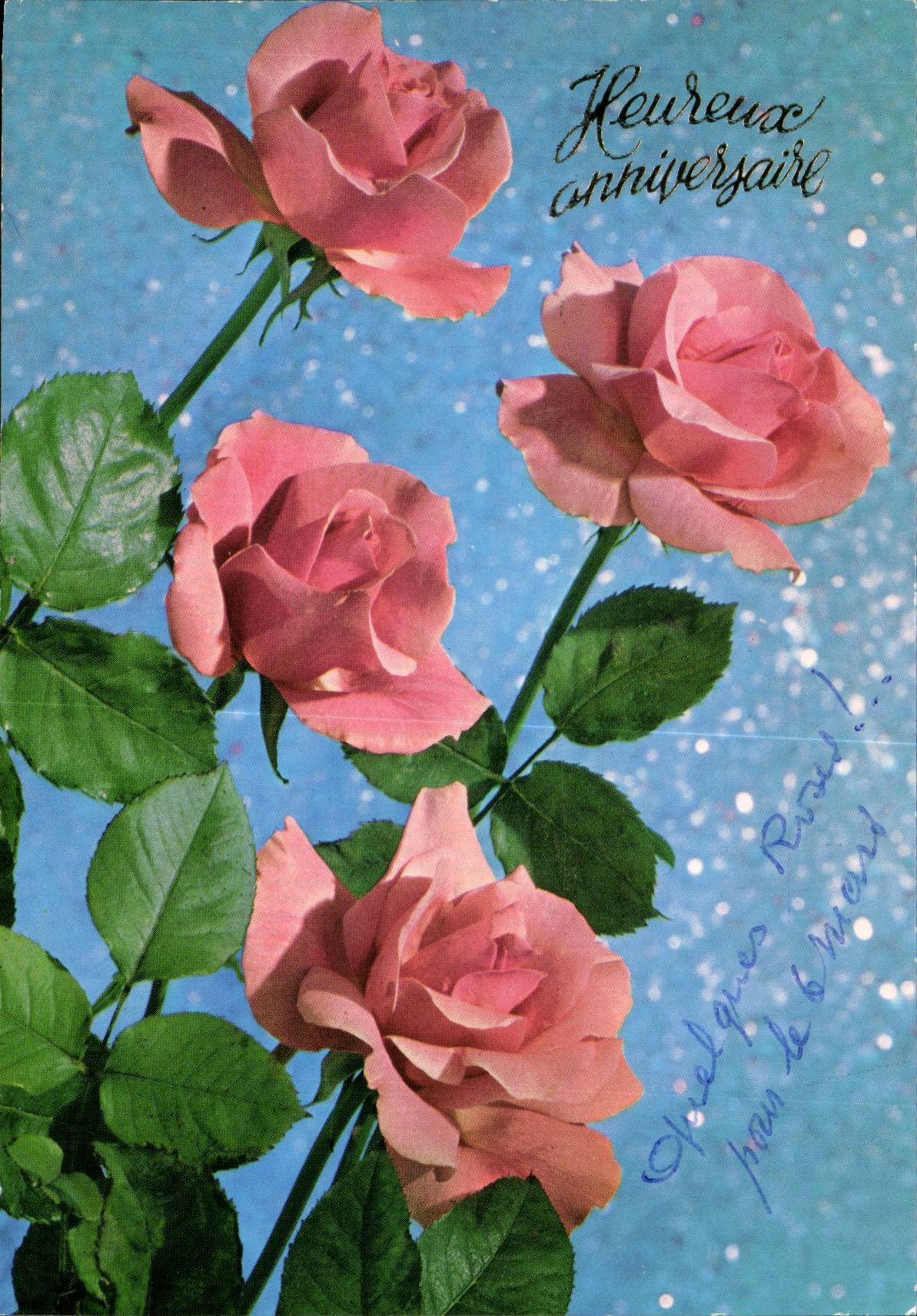 CPM Fantaisie Fleurs Heureux anniversaire Roses