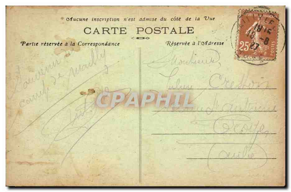 Militaria CAmp de Mailly CPA Obusier de 370 mm pret a tirer (canon) — Rückseite