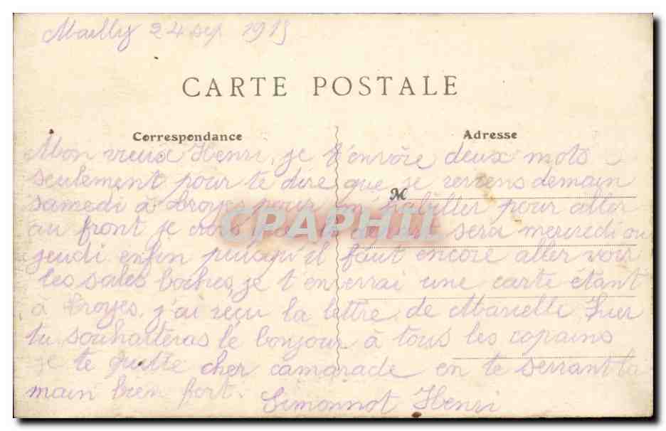 Militaria CAmp de Mailly CPA Vue des tentes — Rückseite