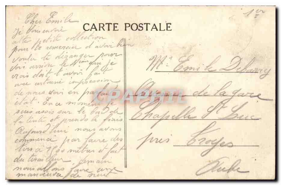 Militaria CAmp de Mailly CPA La soupe sur le plumard — Rückseite