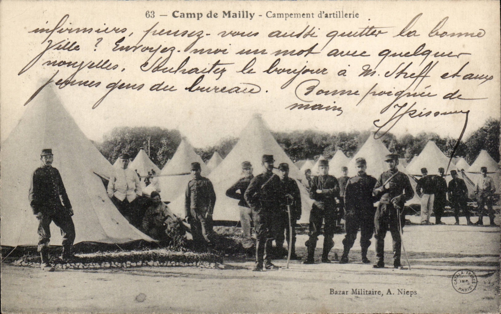 Militaria CAmp de Mailly CPA CAmpement d'artillerie