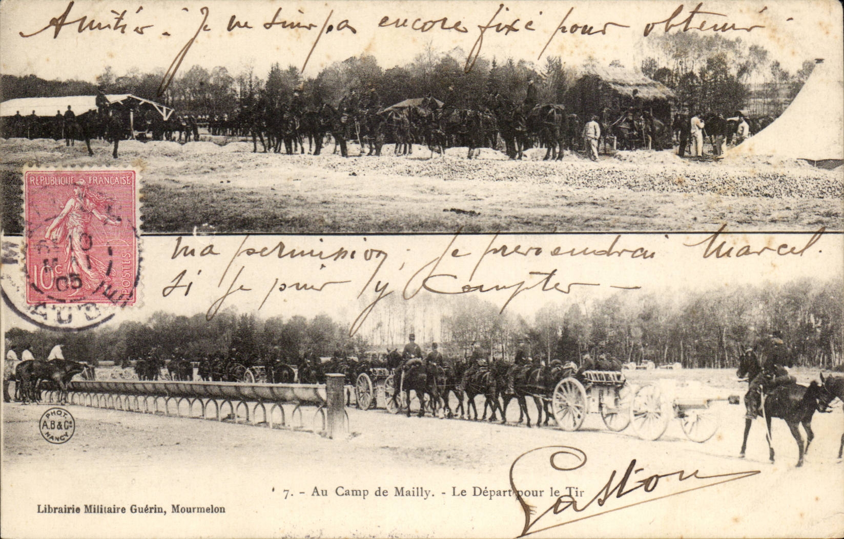 Militaria CAmp de Mailly CPA Le depart pour le tir