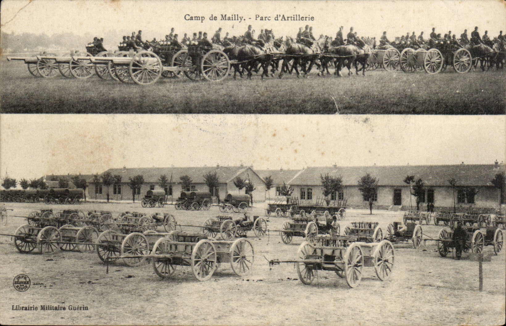 Militaria CAmp de Mailly CPA PArc d'artillerie