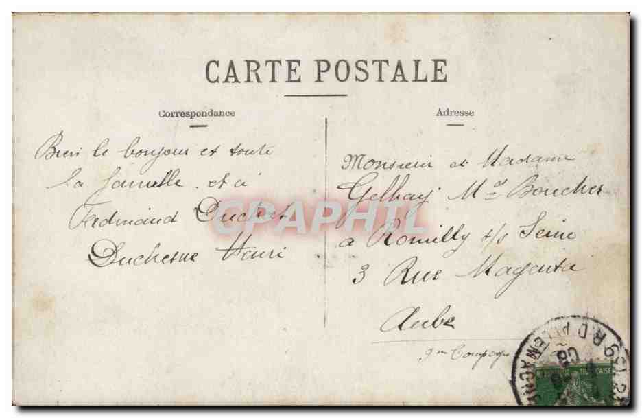 Militaria CAmp de Mailly CARTE PHOTO Ferdinand Duchat Duchesne Henri Gelhay Boucher Rouilly sur SEine Rue Magenta Infant — Rückseite