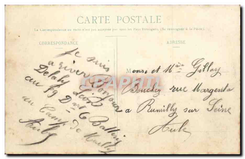 Militaria CAmp de Mailly CPA Artillerie de campagne Canons de 75 mm — Rückseite