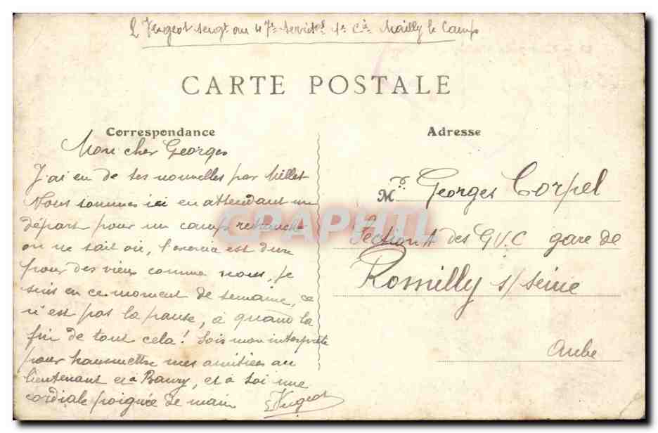 CPA Militaria CAmp de Mailly La soupe — Rückseite