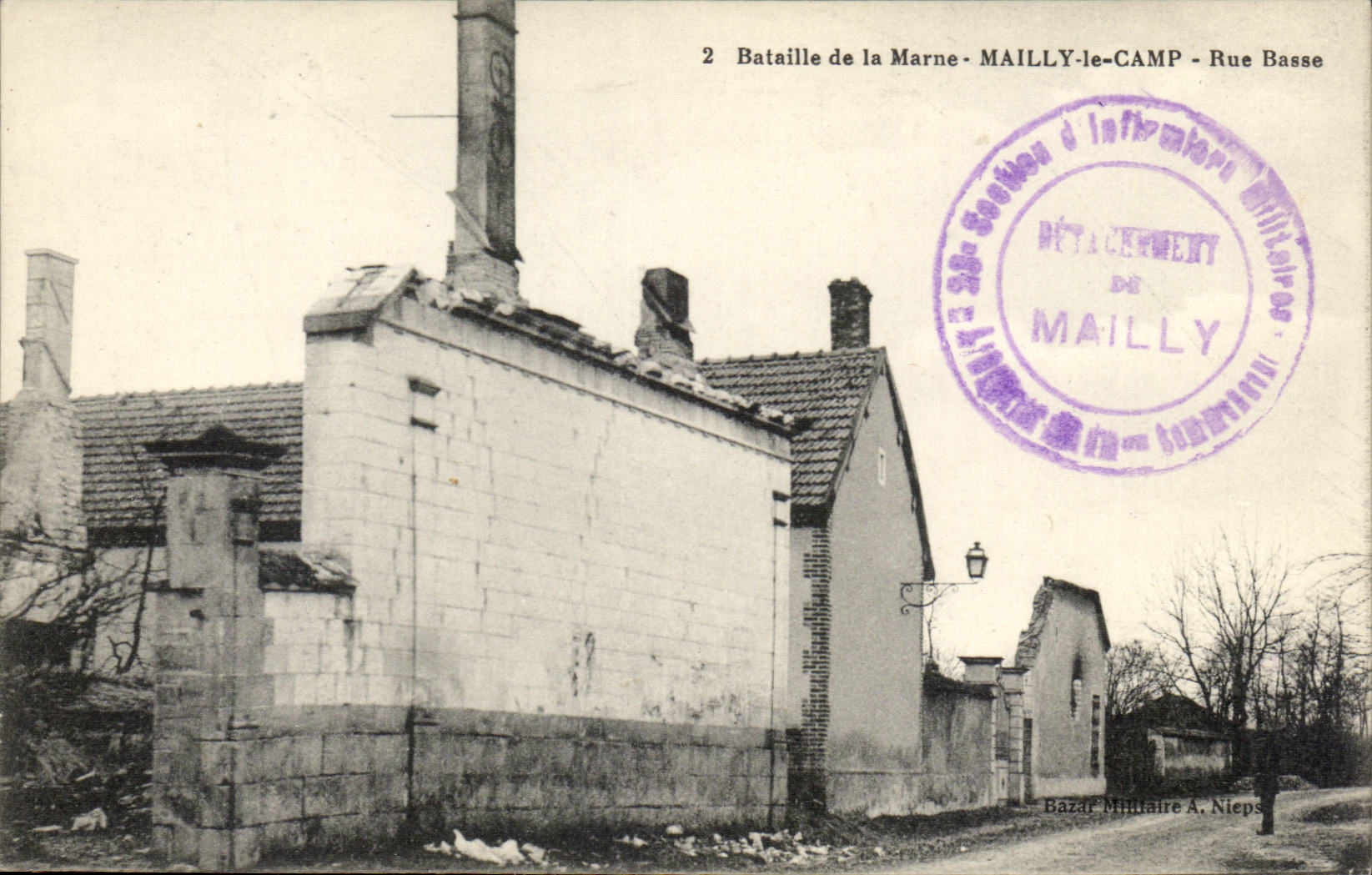 CPA Militaria CAmp de Mailly Bataille de la MArne Rue basse