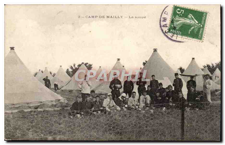 CPA Militaria CAmp de Mailly La soupe